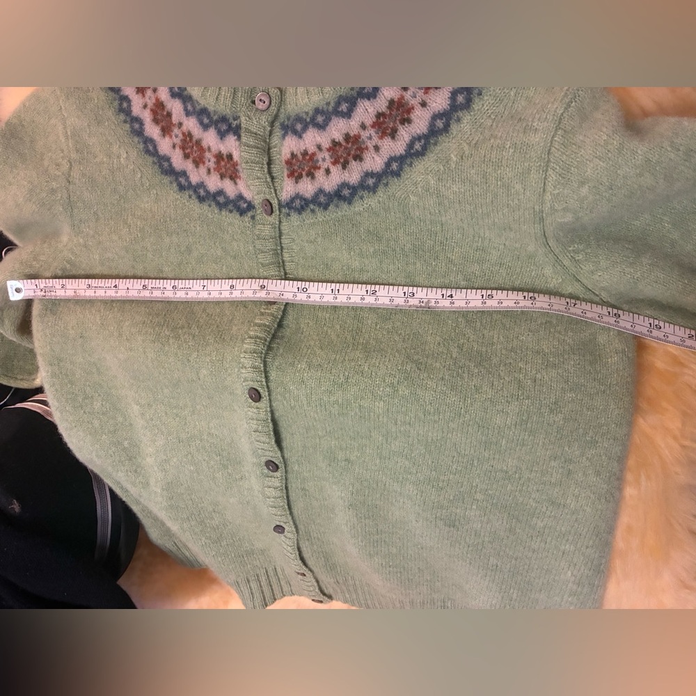 LL Bean Meadow Green Fair Isle Cardigan -Sweaters- SZ Med. Mint! R $175+ - Picture 9 of 12